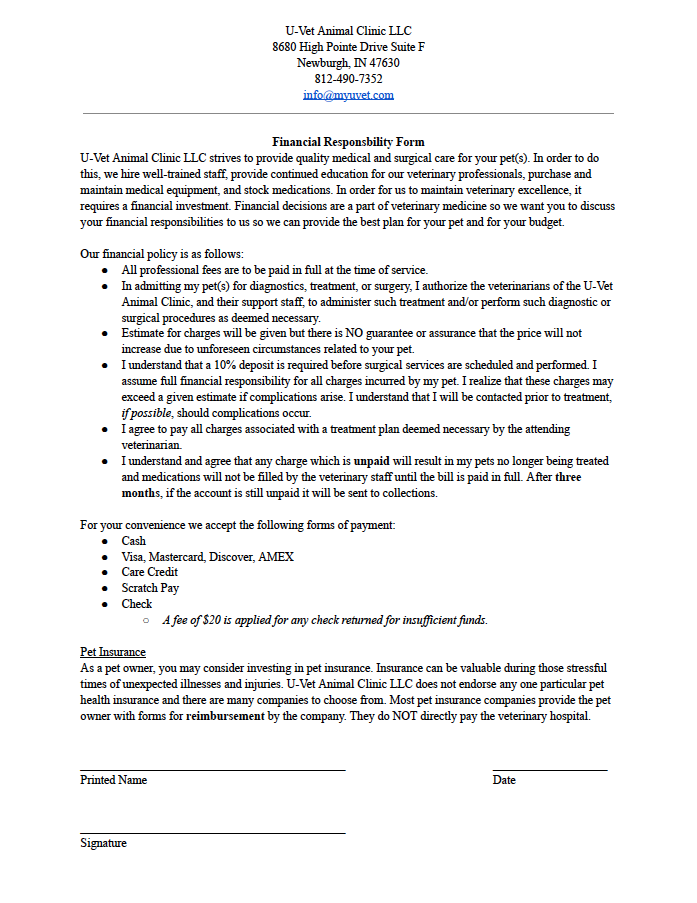 Financial Responsiblity Form
